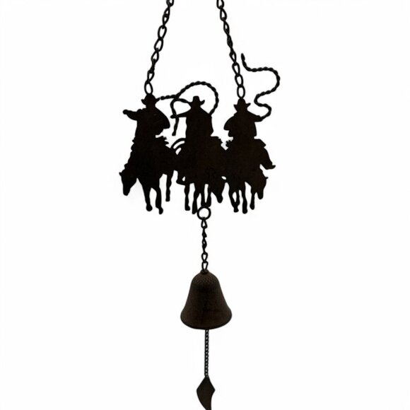 Unbranded Other - Cowboy Silhouette Wind Chime With Bell Rustic Metal Western Decor